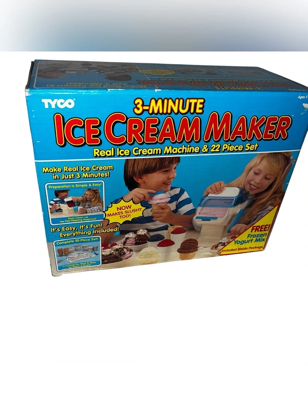 Vintage Tyco kids toy real 3-Minute Ice Cream Maker complete with box 80s 90s